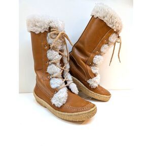 Vintage Cabela's Leather Shearling Lace Up Winter Boots, Women's Size 8